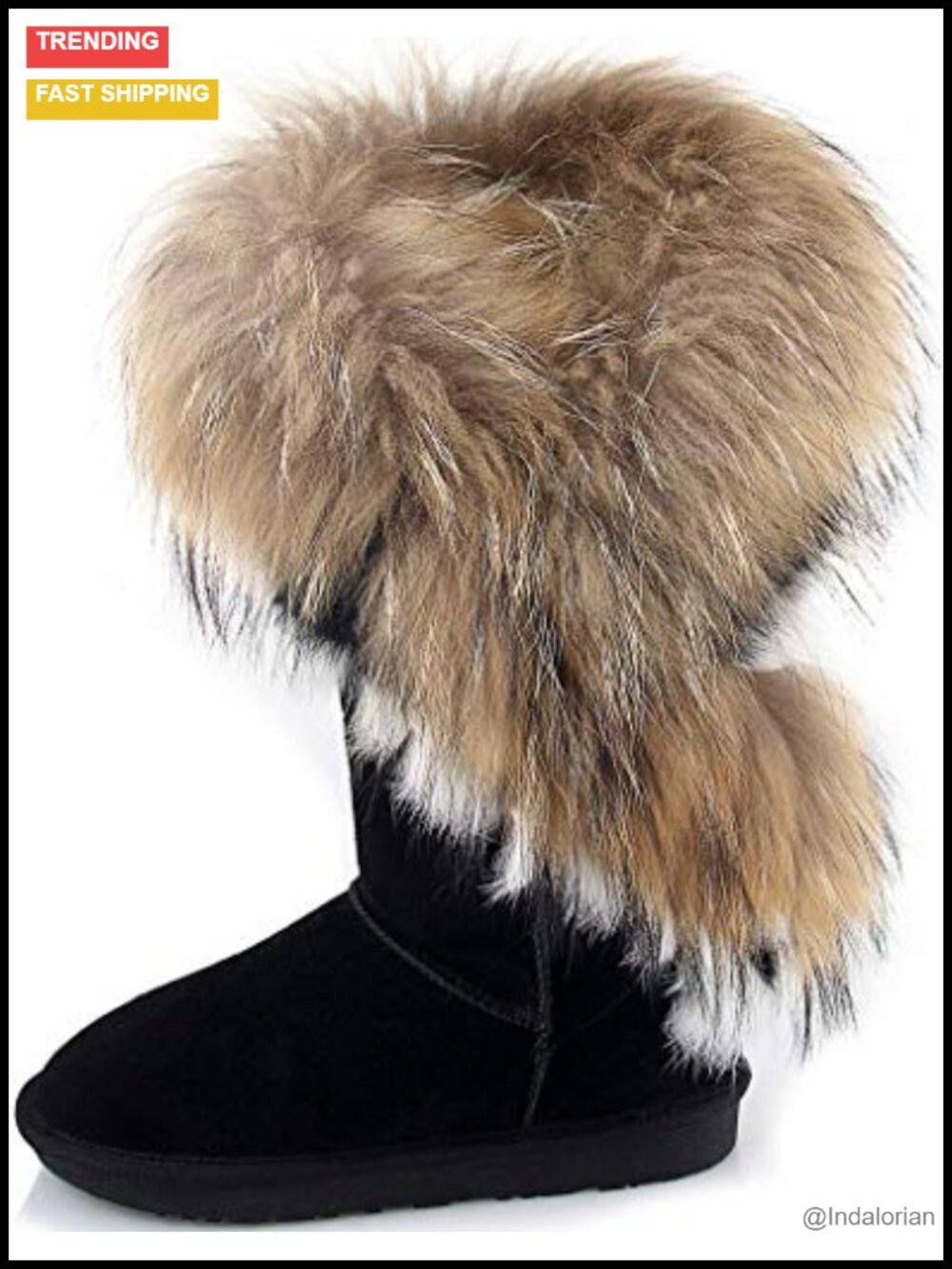 Suede Leather Mid Calf Winter Snow Boots with Fur Lining